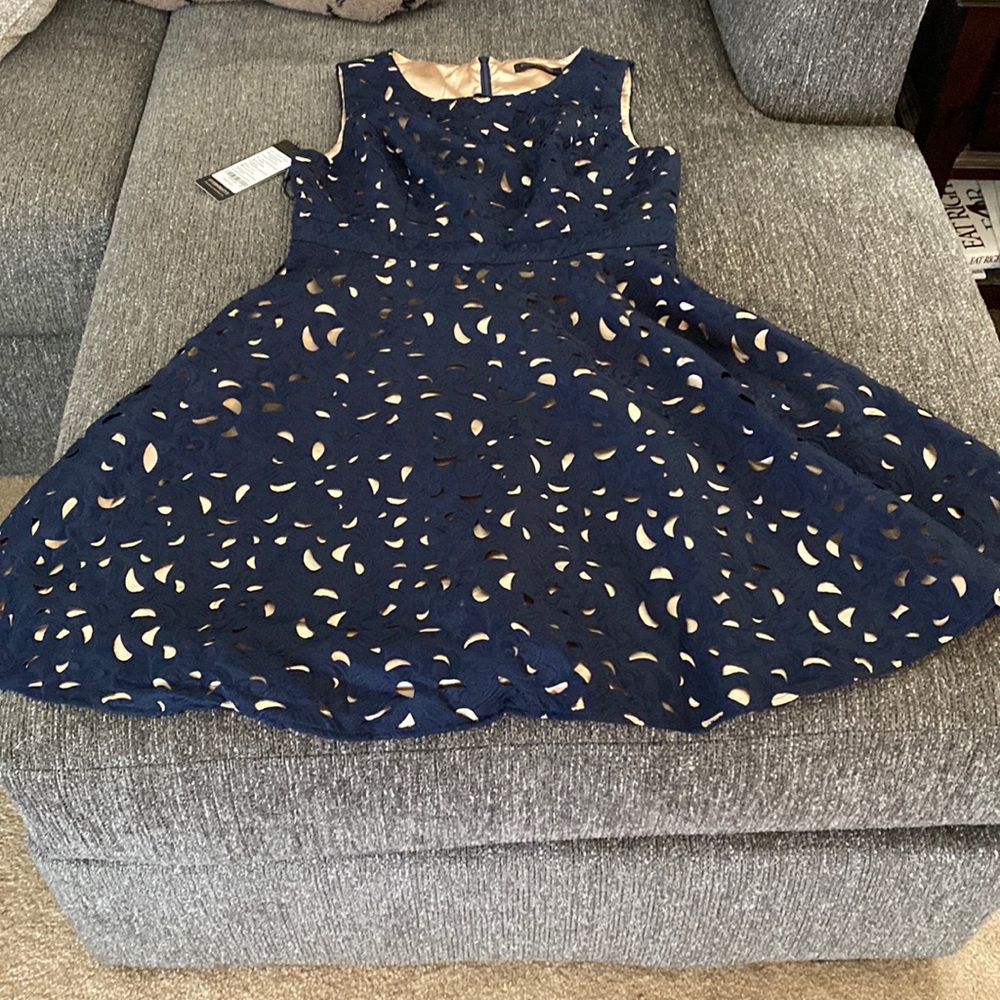 Ever Pretty navy and champagne dress. New with tags.